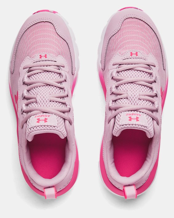 Girls' Grade School UA Assert 9 Running Shoes, Pink, pdpMainDesktop image number 2